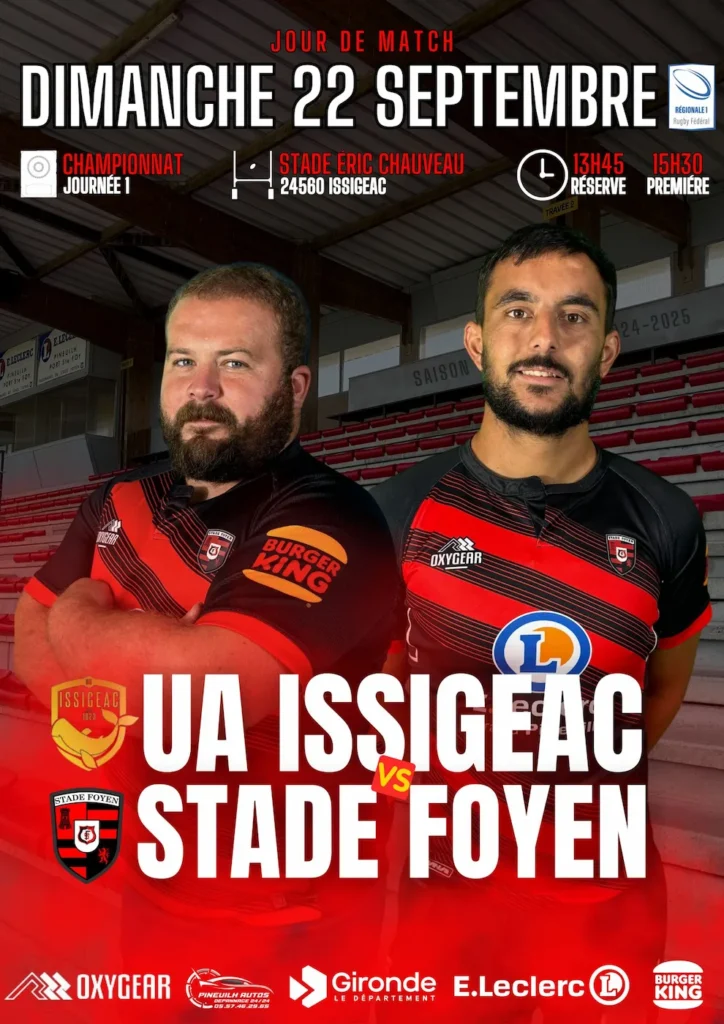 Affiche match Stade Foyen du 22 Septembre 2024