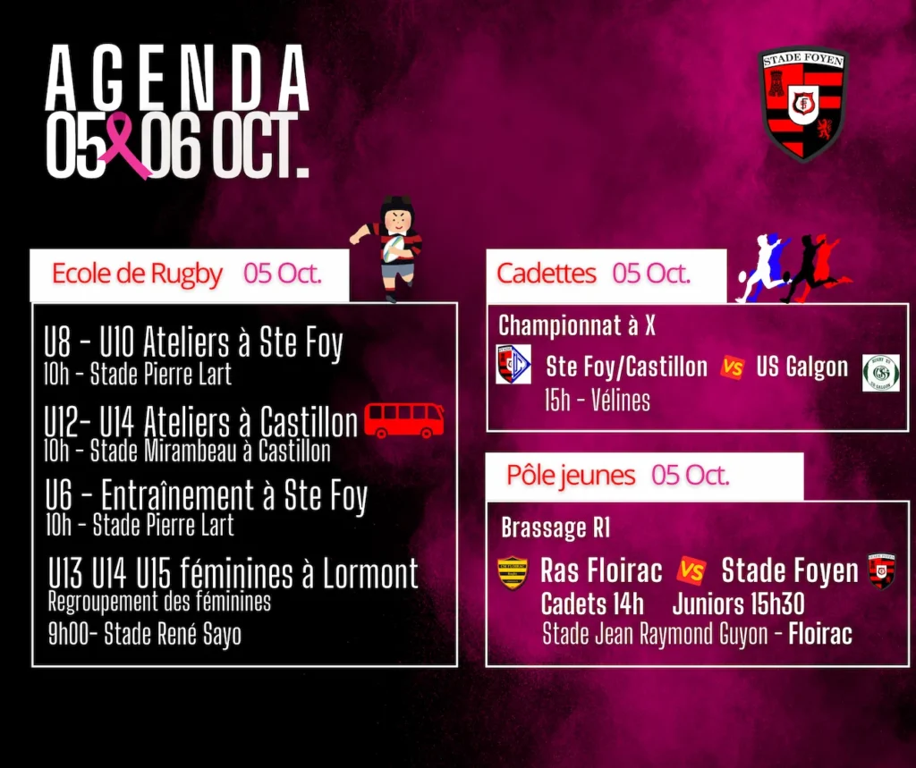 Agenda Rugby du 6 Octobre 2024 - Journée 3